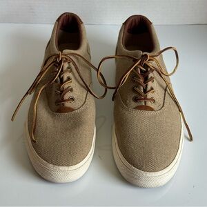 Polo Ralph Lauren Vaughn Beige Canvas & Suede Sneakers Size 10 D